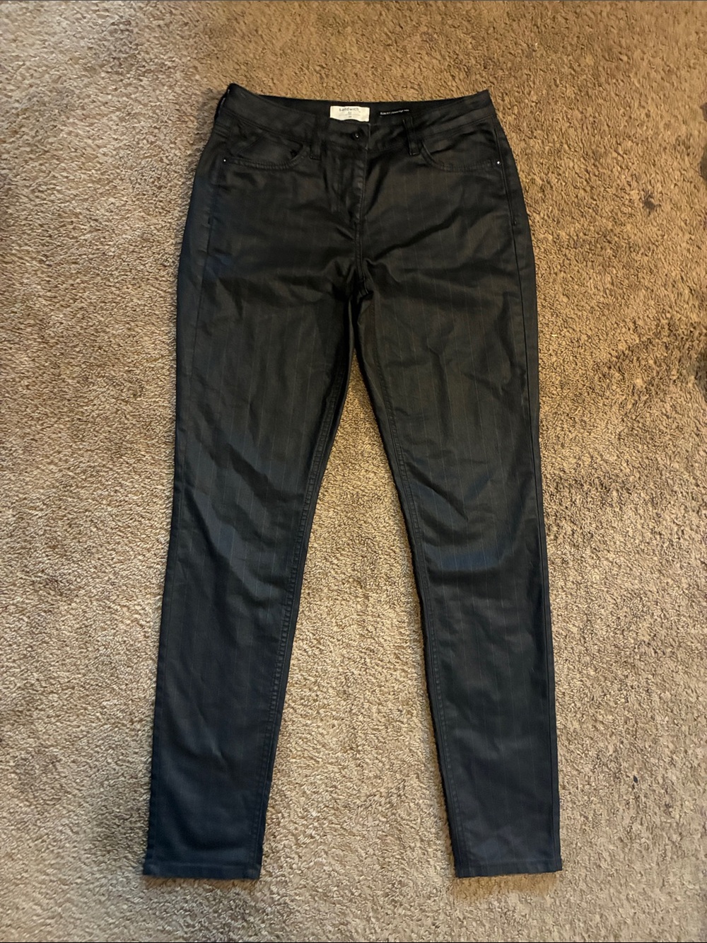 Archive style wax pinstripe jeans